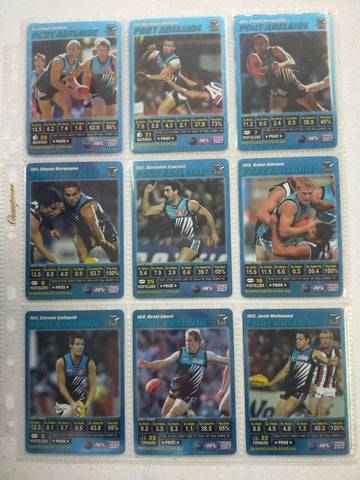 2007 Teamcoach Blue Prize Card Port Adelaide Team Set Of 12 Cards