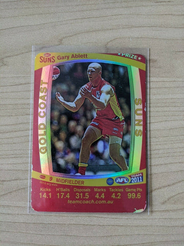 2011 AFL Teamcoach Error Miss Cut Prize Card Gary Ablett Gold Coast Suns