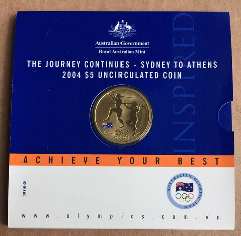 Australia 2004 Royal Australian Mint $5 Sydney to Athens Olympic Games Uncirculated Coin