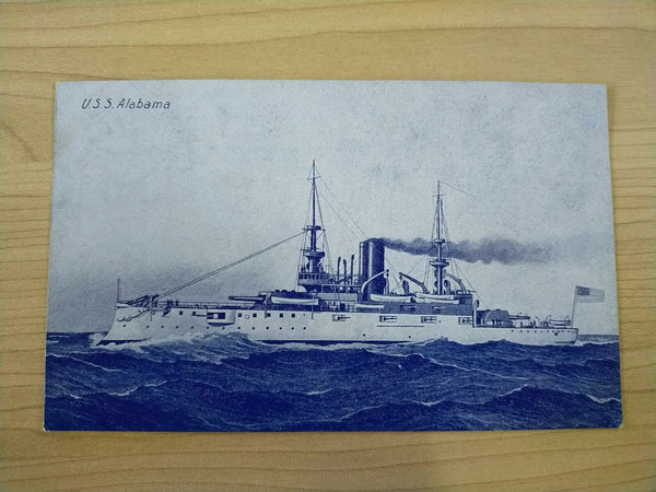 American Vintage USS Alabama American Fleet Souvenir Postcard
