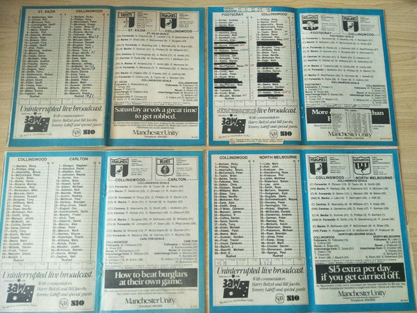 Lot Of 1985 VFL Football Records Collingwood Games x 22