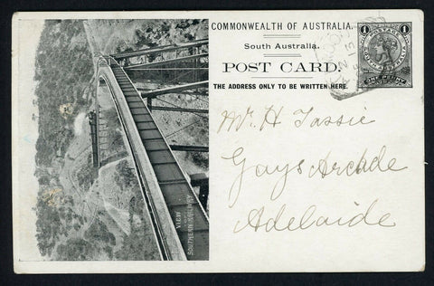 South Australia 1909 1d Postcard View of Southern Railway Sleeps Hill Viaduct