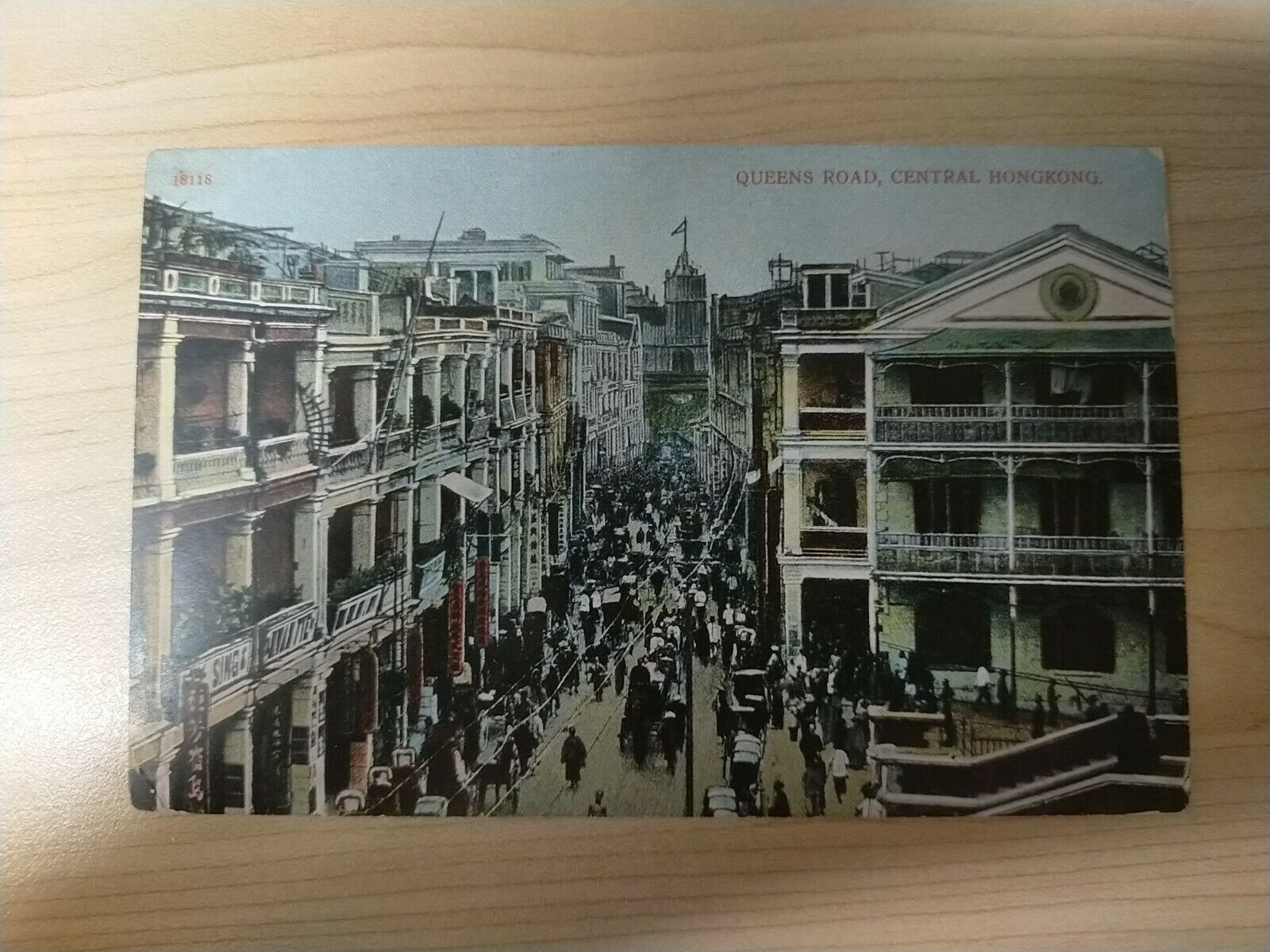 Hong Kong Vintage Postcard Queen's Road, Central Hong Kong