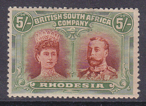 Rhodesia SG 159 5/- vermilion and deep green KGV Double Heads. Mint