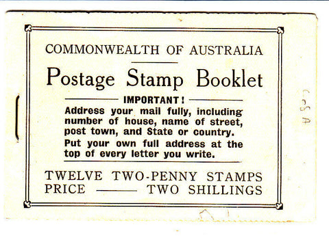 Australia KGV Booklet SG SB26b BW B46e 2/- Black on cream cover