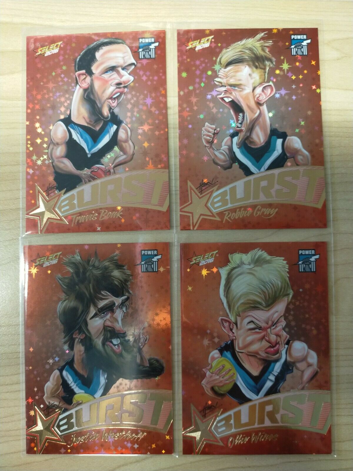 2016 Select Orange Star Burst Port Adelaide Team Set Of 4 Cards