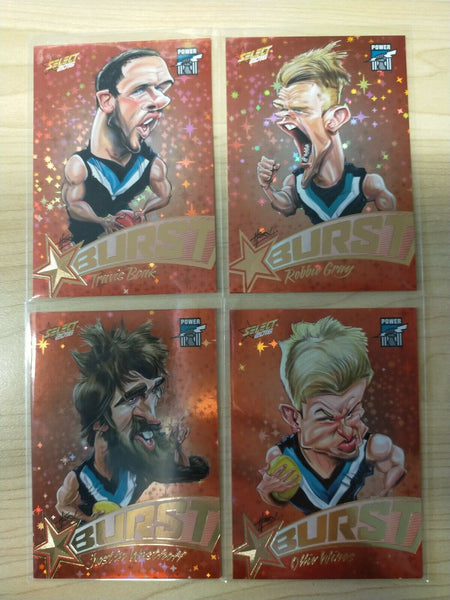 2016 Select Orange Star Burst Port Adelaide Team Set Of 4 Cards