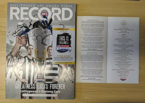 2011 AFL Grand Final Record Menu And Ticket Geelong vs Collingwood