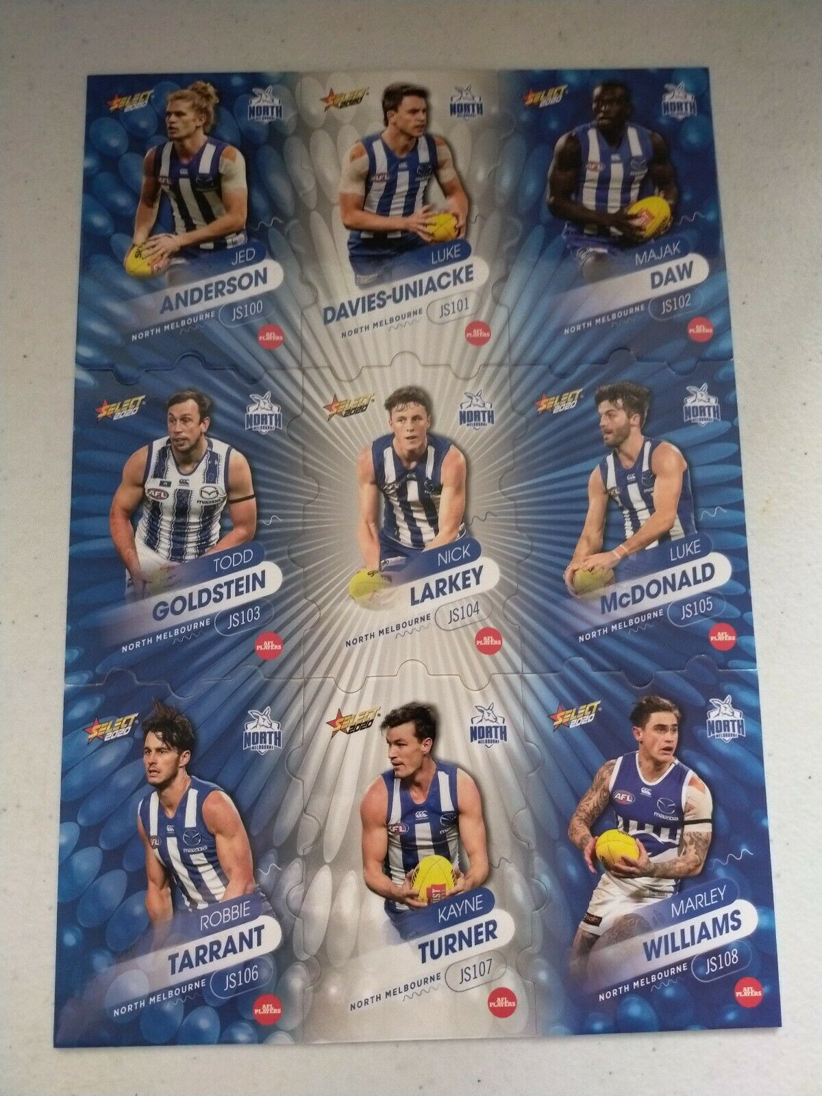 2020 Select Footy Stars Jigsaw Puzzle North Melbourne Team Set Of 9 Cards