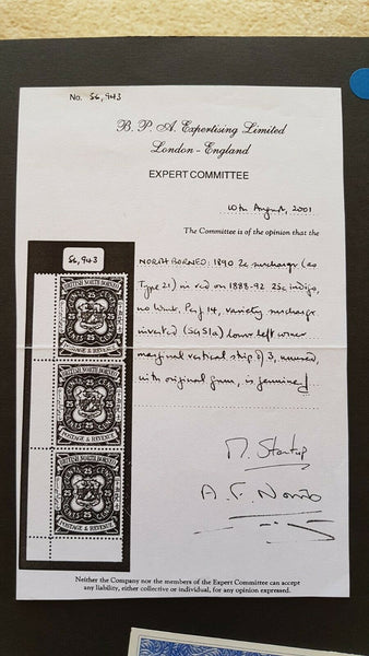 North Borneo 1890 2c on 25c Arms with INVERTED surcharge Error SG 51A MUH