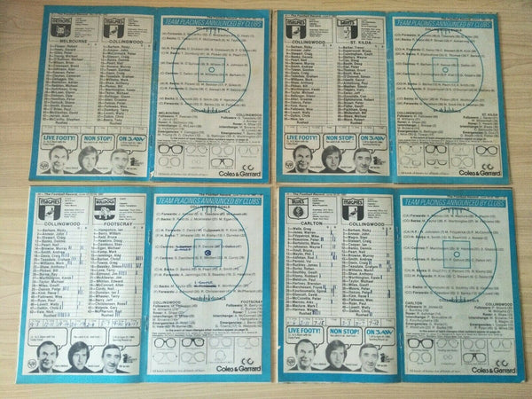 Lot Of 1982 VFL Football Records Collingwood Games x 21