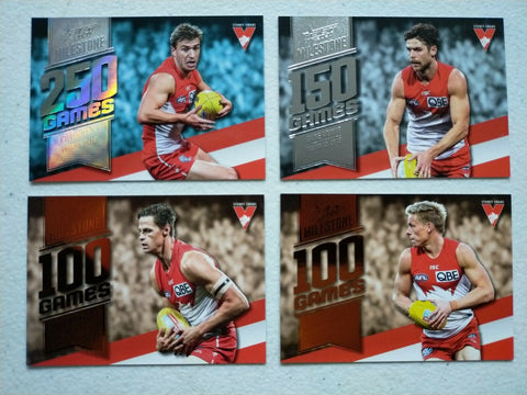 2020 Select Footy Stars Milestones Sydney Team Set x 4 Cards