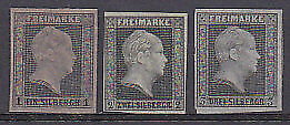 Prussia, German States, Germany, Michel  2-4 Reprints   1 Sgr to 3 Sgr MLH