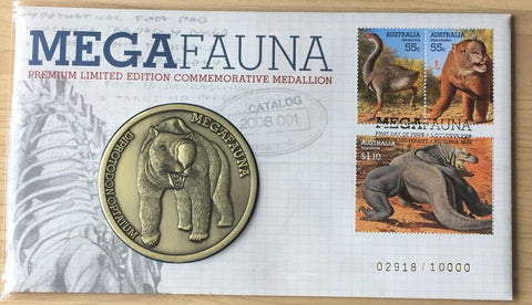 2008  Australian  Mega Fauna Medallion PNC 1st Day Issue