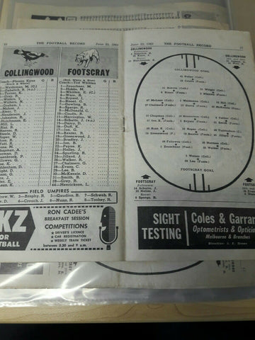 VFL 1963 Football Record June 22 Footscray v Collingwood