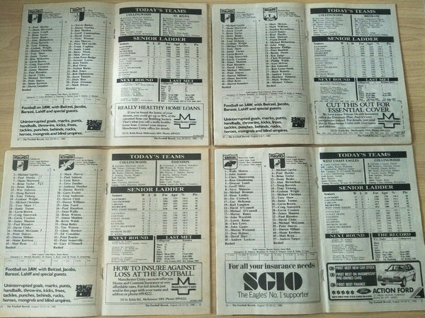 Lot Of 1988 VFL Football Records Collingwood Games x 21