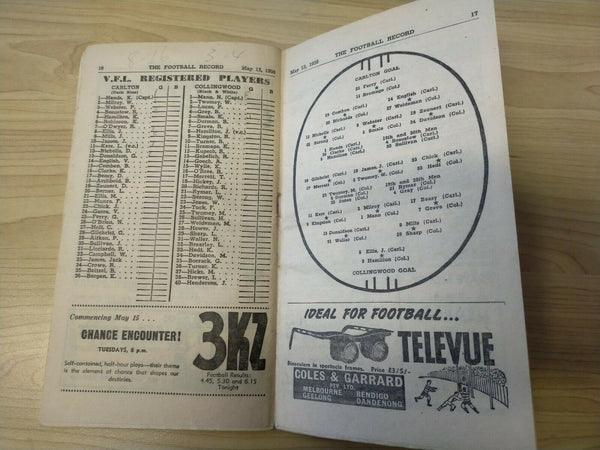 VFL 1956 May 12 Football Record Carlton v Collingwood