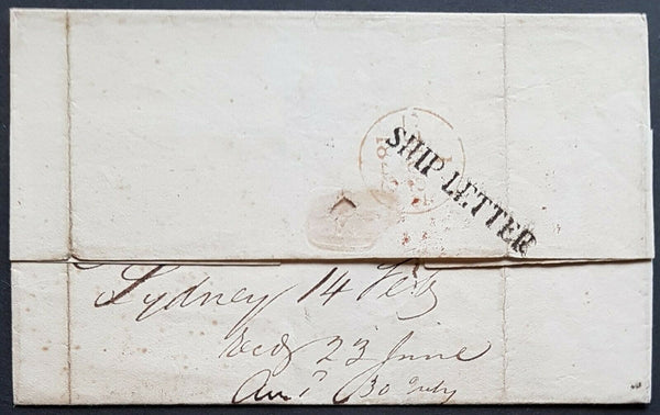 NSW Pre stamp ship letter Sydney Fe 17 1842 to London arrived 23rd Ju 1842