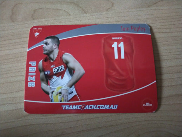 2020 Teamcoach Prize Football Card Tom Papley Sydney P-16a