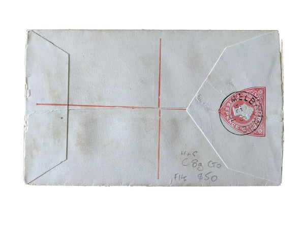 Victoria 3d REGISTERED ENVELOPE postal stationery H+G 8g CTO Faults
