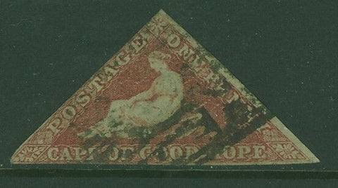 Cape of Good Hope Triangle SG 5 1d brick-red/cream toned paper one margin Used
