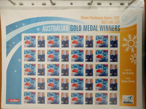 Australia Post Souvenir Sheet Winter Paralympic 2002 Bunting & Chivers