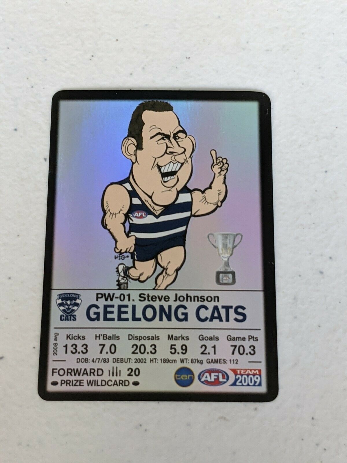 2009 AFL Teamcoach Premiership Trophy Wild Card PW01 Steve Johnson Geelong