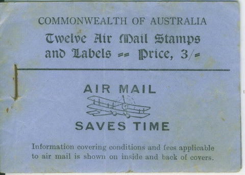 Australia SG SB24 BW B40 3/-  Airmail Booklet. Plane sheep animals