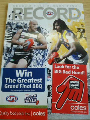 2011 Second Preliminary Final Geelong Vs West Coast September 24th Football Record