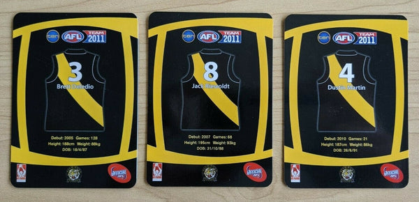 2011 Teamcoach LIMITED ULTRA RARE SAMPLE Richmond Tigers 3 CARD Prize SET Martin