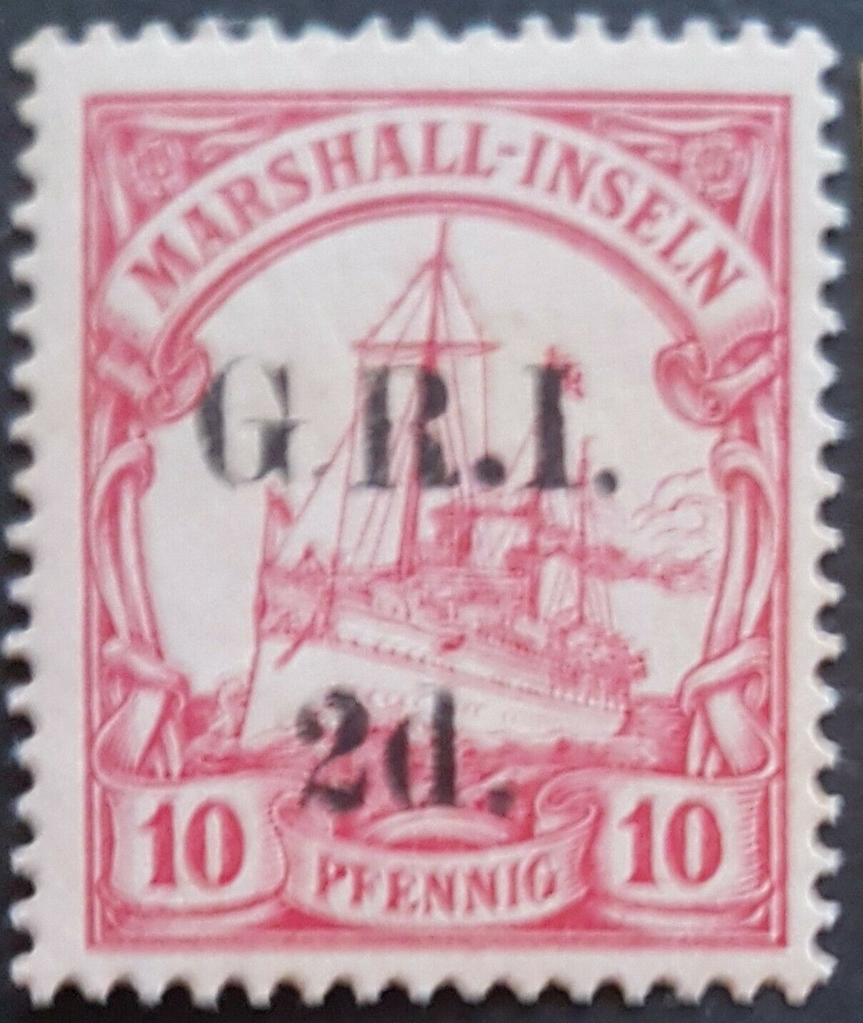 2d GRI on 10pf Marshall Islands German Colonies New Guinea SG 52, M