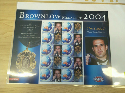 2004 Australian 50c Brownlow Medal Chris Judd Stamp Sheet