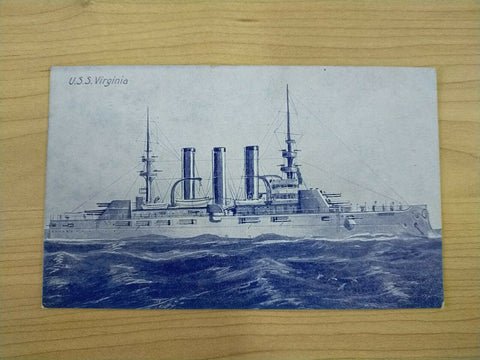 American Vintage USS Virginia American Fleet Souvenir Postcard