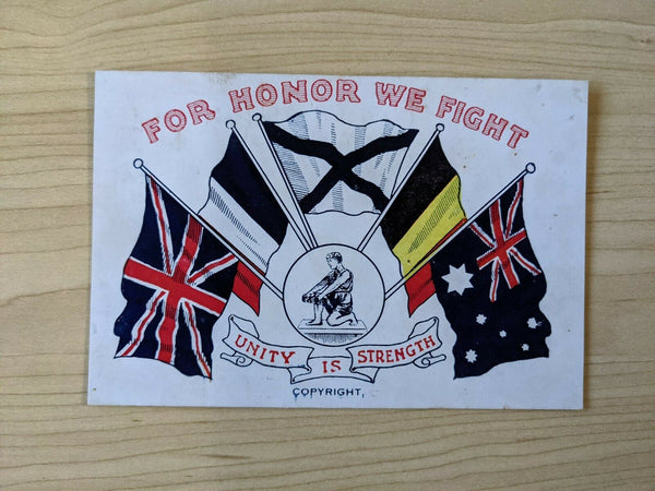 Australia Military Mail Flags Postcard For Honour We Fight Unity is Strength