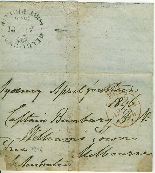 NSW Australian States 1846 Entire from Sydney to Melbourne