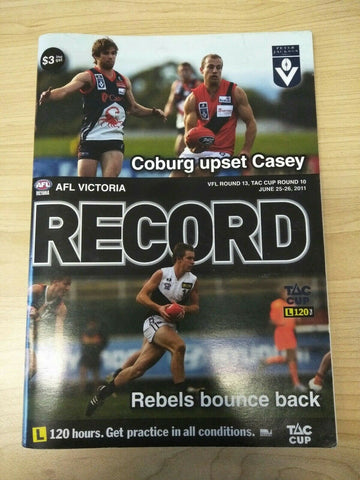 2011 June 25-26 VFL AFL Victoria Record VFL Round 13, TAC Cup Round 10 SIGNED
