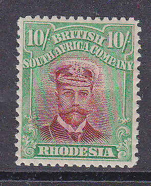 Rhodesia SG 241 10/- crimson and yellow-green Admiral KGV mint