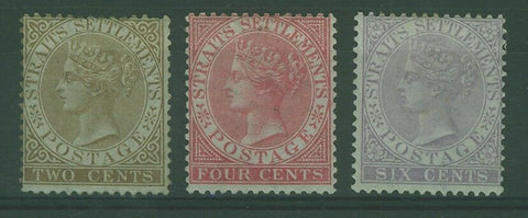 Straits Settlements Malayan States SG  11/13 2c, 4c and 6c Queen Victoria MLH