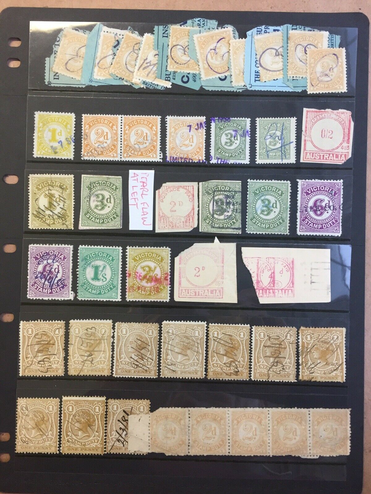 Victoria Page of 40+ Stamp Duty Stamps Used