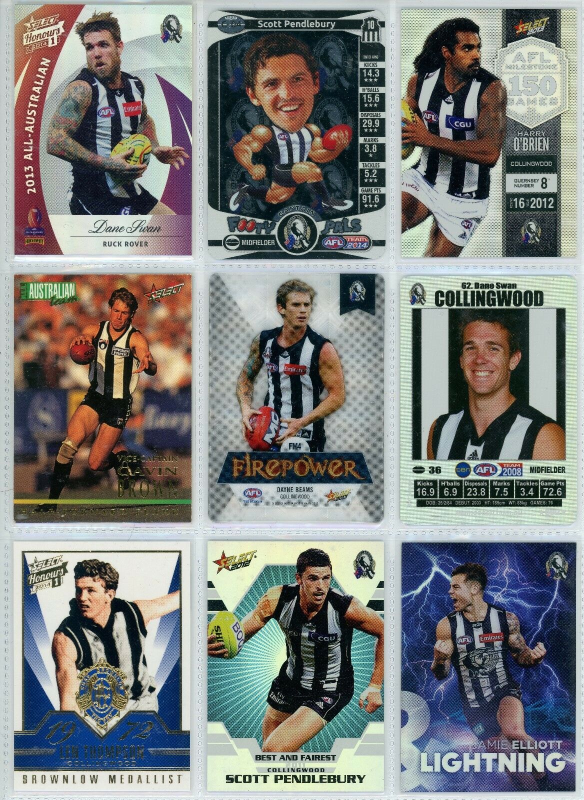 AFL Football Cards - Collingwood x 9