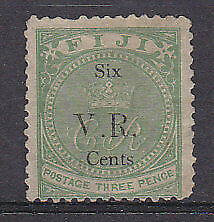 Fiji Pacific Islands SG 20 6c on 3d green Mint