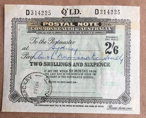 Australia Queensland 2/6 Postal Note banknote postal stationery used Mackay 1964