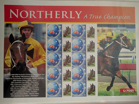 Australia SES Special Exhibition Sheet 50c Northerly, Champion racehorse Stamp