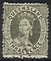 Queensland Australian States SG 66 3d Chalon with small star wmk. Unlisted. Used