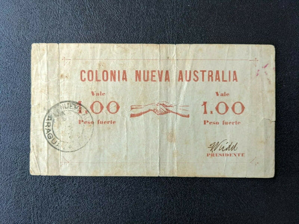 Australia Paraguay 1895 Australian Settlement In Paraguay 1 Peso Note Good/Fine