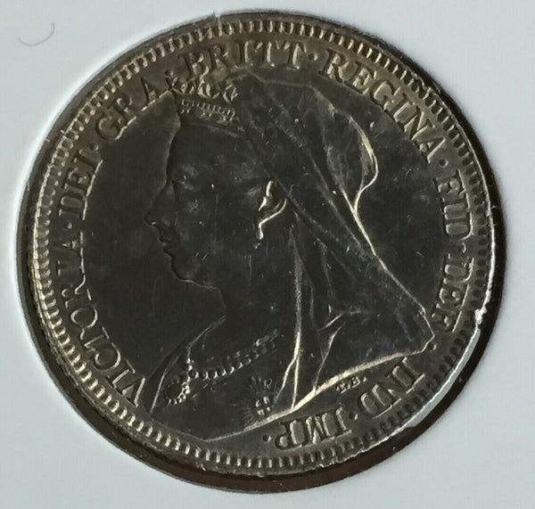 UK Great Britain 1896 Queen Victoria Silver 6d Sixpence Coin