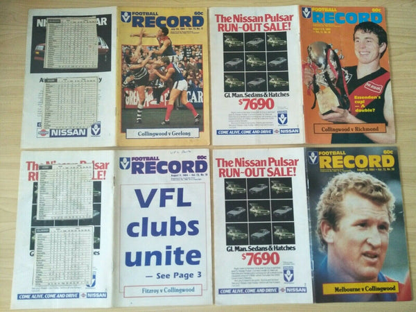Lot Of 1984 VFL Football Records Collingwood Games x 22