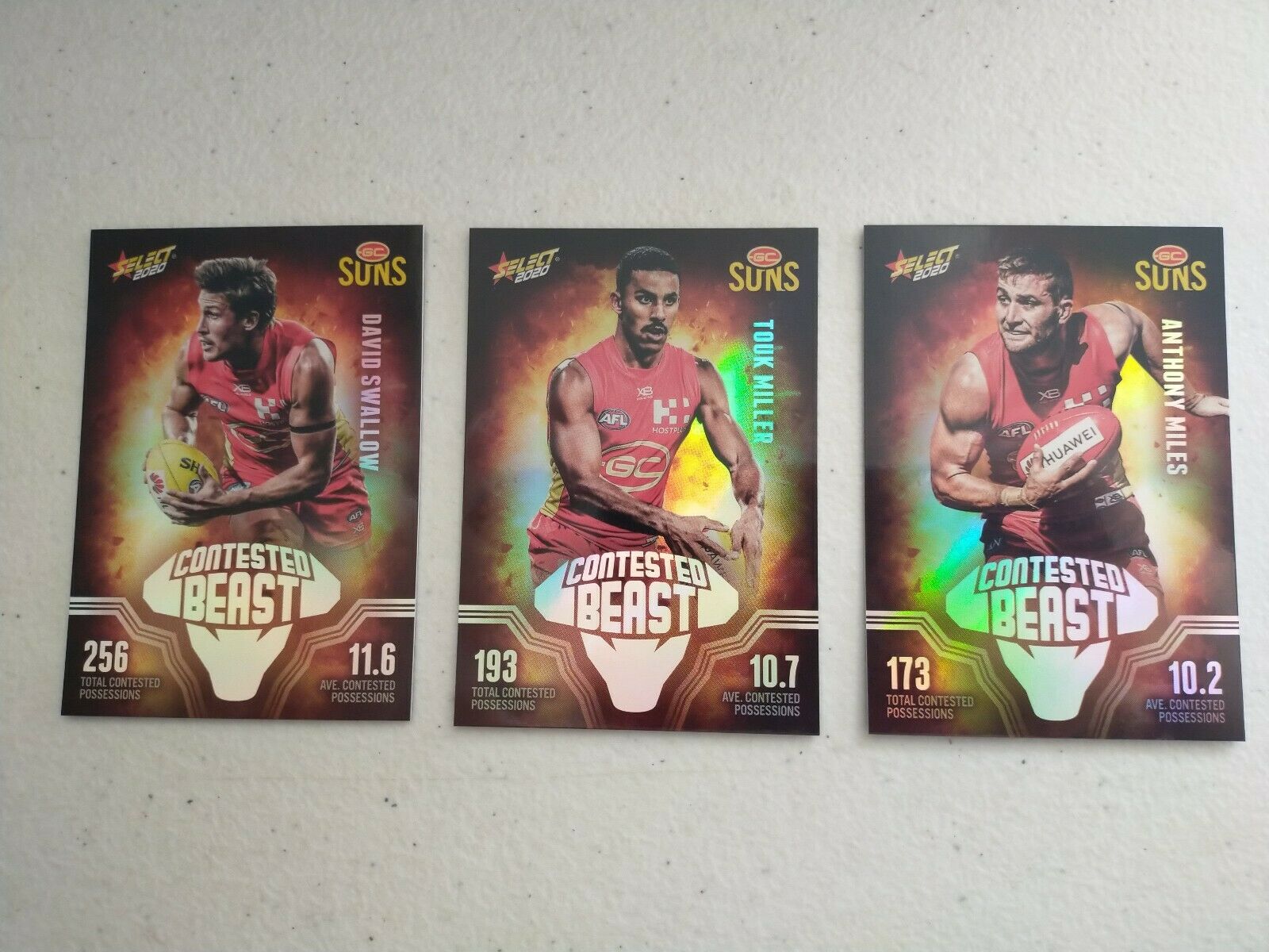 2020 Select Footy Stars Contested Beast GC Suns Team Set Of 3 Cards