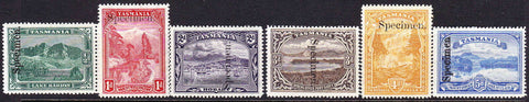 Tasmania Australian States SG 229s/35s Pictorials lakes  6 values optd Specimen