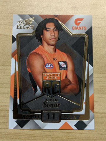 2018 AFL Select Legacy Rookie card AIDEN BONAR GWS Giants RC11 154/250